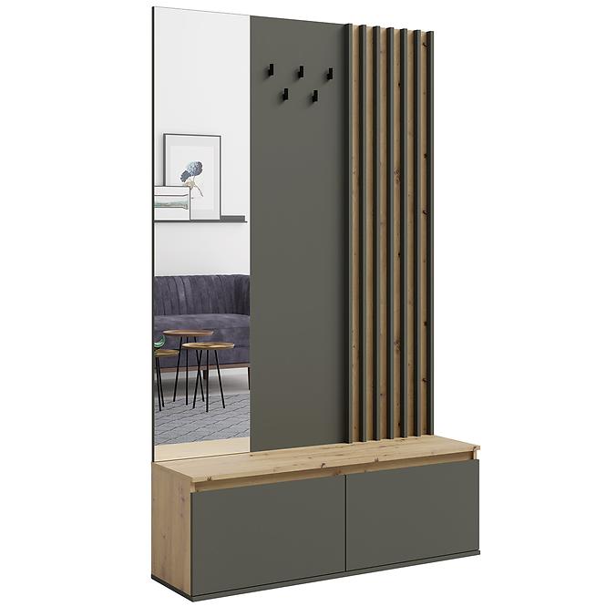 Garderobe Doris 90B eiche artisan/grau mit Lamellen