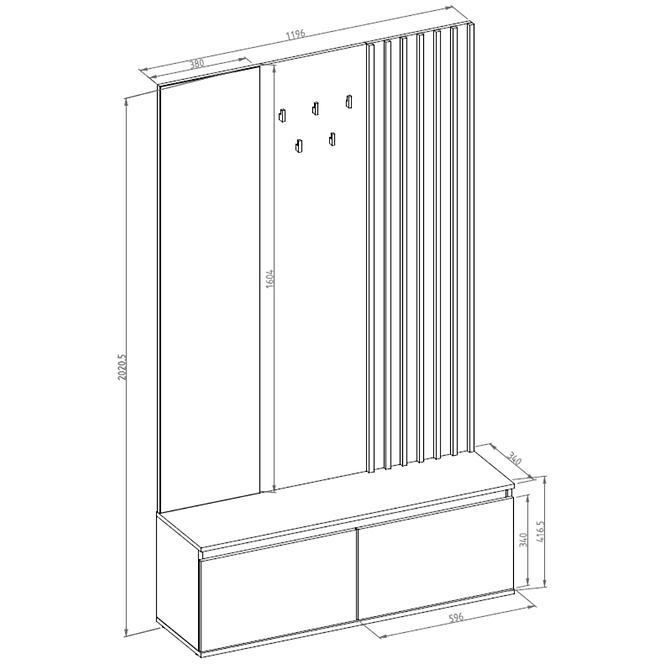 Garderobe Doris 90B eiche artisan/grau mit Lamellen
