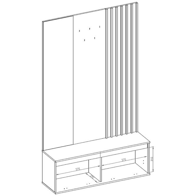 Garderobe Doris 90B eiche artisan/grau mit Lamellen