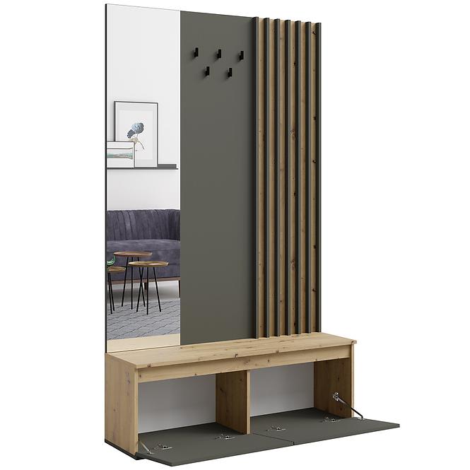 Garderobe Doris 90B eiche artisan/grau mit Lamellen