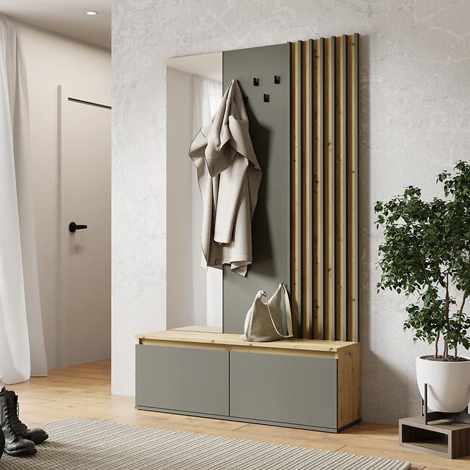 Garderobe Doris 90B eiche artisan/grau mit Lamellen