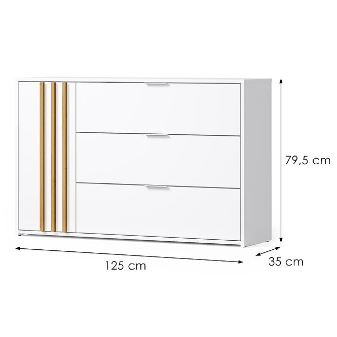 Kommode Florencja 1d3sz weiß/eiche artisan