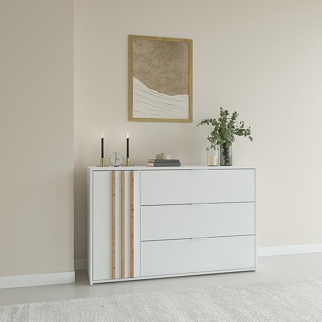Kommode Florencja 1d3sz weiß/eiche artisan