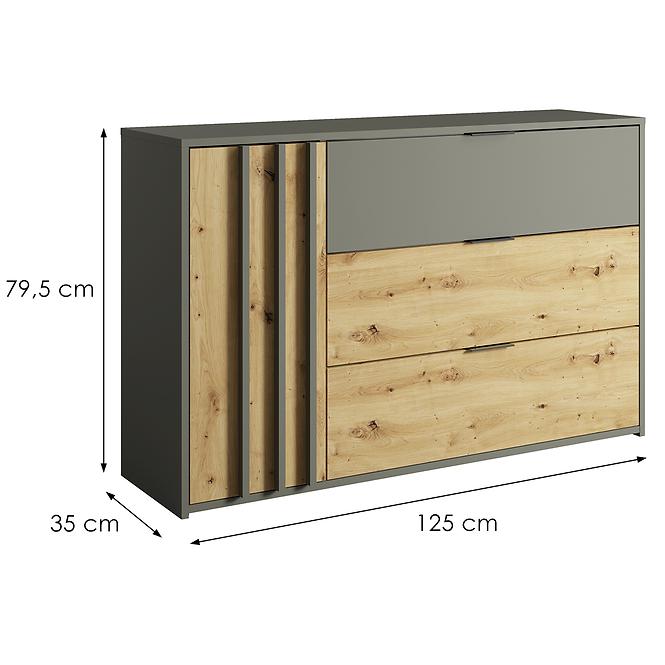 Kommode Rimini 1d3sz grau/eiche artisan