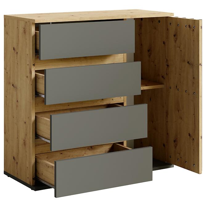 Kommode Doris 1d4s eiche artisan/grau