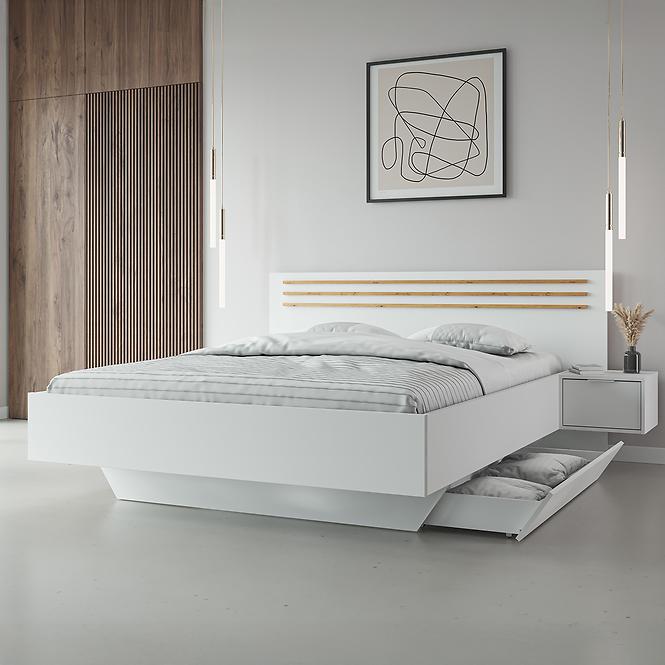 Bett Florencja 160 mit Schränken weiß/eiche artisan