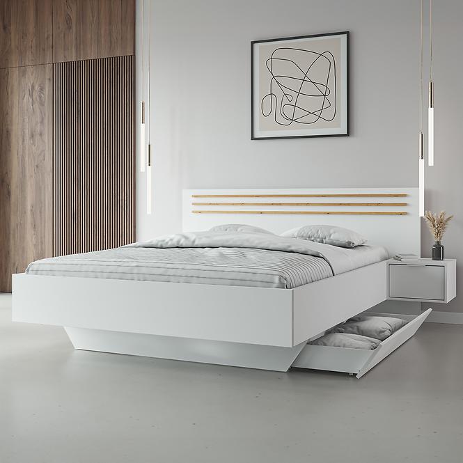 Bett Florencja 180 mit Schränken weiß/eiche artisan