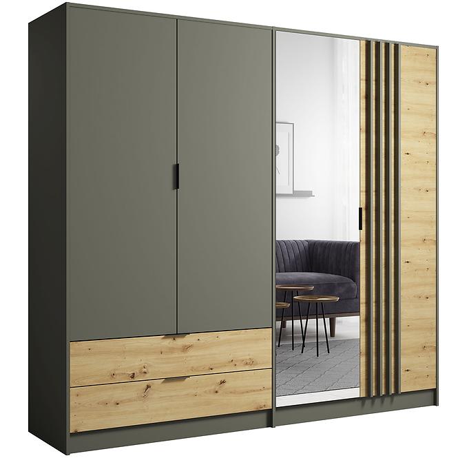 Schrank Rimini 4d2s grau/eiche artisan