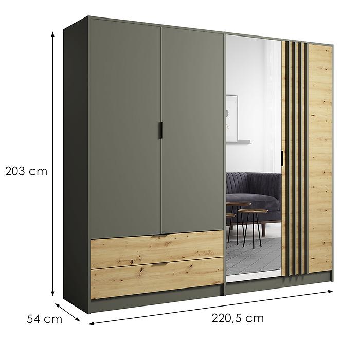 Schrank Rimini 4d2s grau/eiche artisan