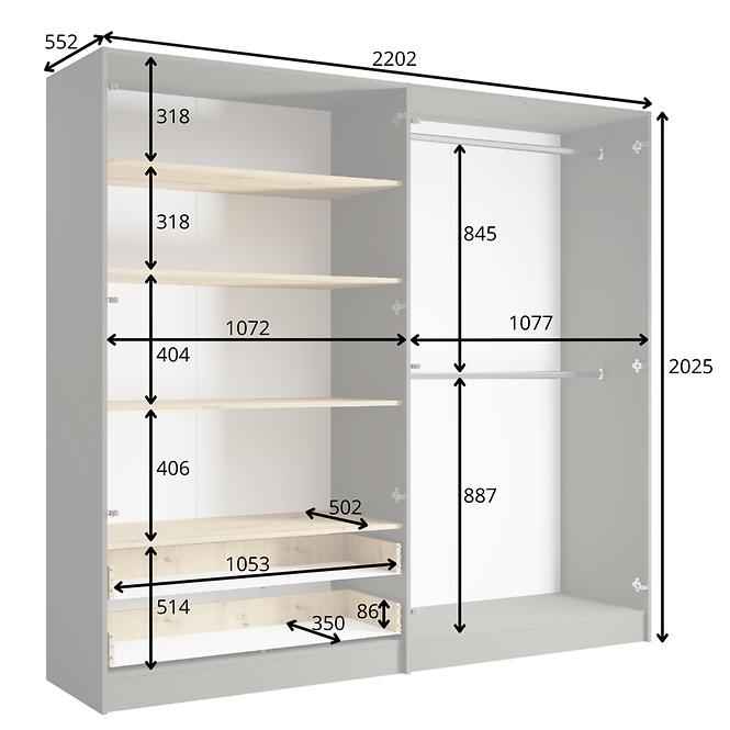 Schrank Rimini 4d2s grau/eiche artisan