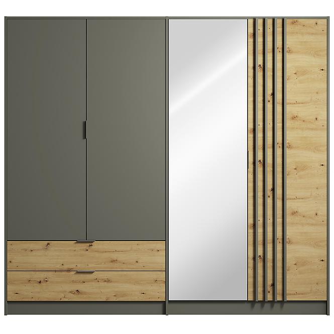 Schrank Rimini 4d2s grau/eiche artisan