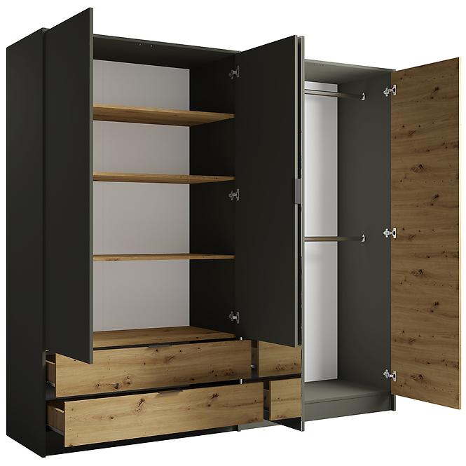 Schrank Rimini 4d2s grau/eiche artisan