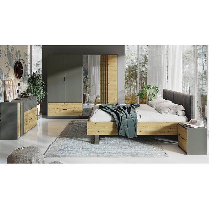 Schrank Rimini 4d2s grau/eiche artisan