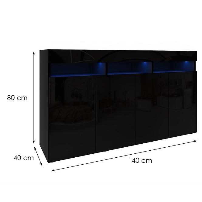 Kommode Izumi 140 BL schwarz matte/glanz