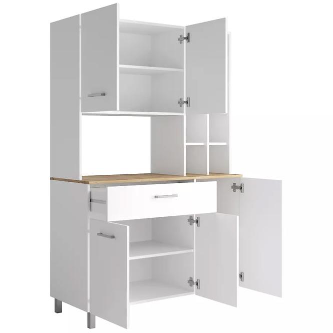 Küchenvitrine Italy weiß mit Arbeitsplatte eiche artisan