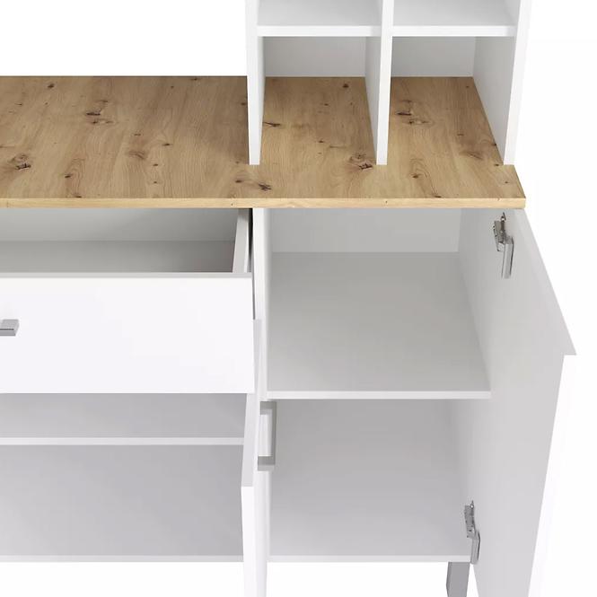 Küchenvitrine Italy weiß mit Arbeitsplatte eiche artisan