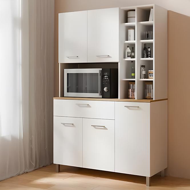 Küchenvitrine Italy weiß mit Arbeitsplatte eiche artisan