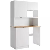 Küchenvitrine Luna weiß mit Arbeitsplatte eiche artisan