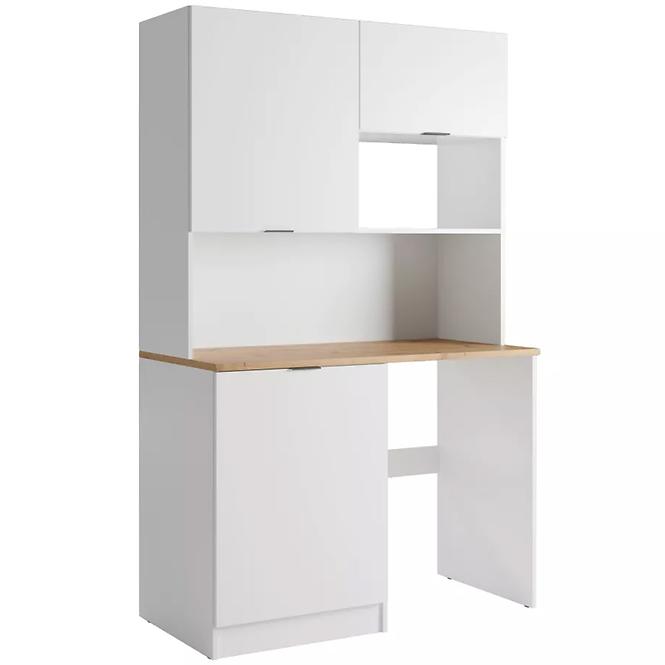 Küchenvitrine Luna weiß mit Arbeitsplatte eiche artisan