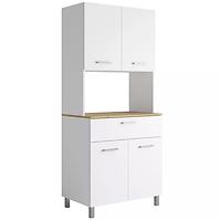 Küchenvitrine Milano weiß mit Arbeitsplatte eiche artisan