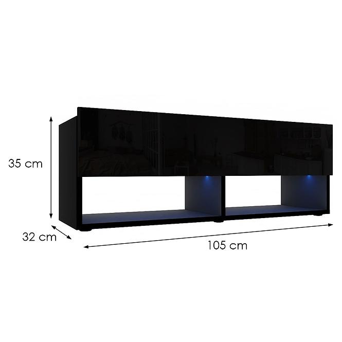 Tv Tisch Izumi 105 BL schwarz matte/glanz