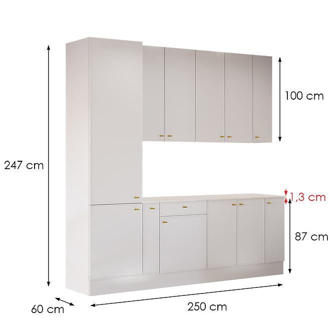 Küchenzeile Luxeo 250 Weiß/Dünner Rahmen White Set 1