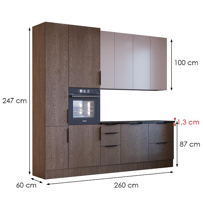 Küchenzeile Luxeo 260 Baltic Storm/Beige Set 3