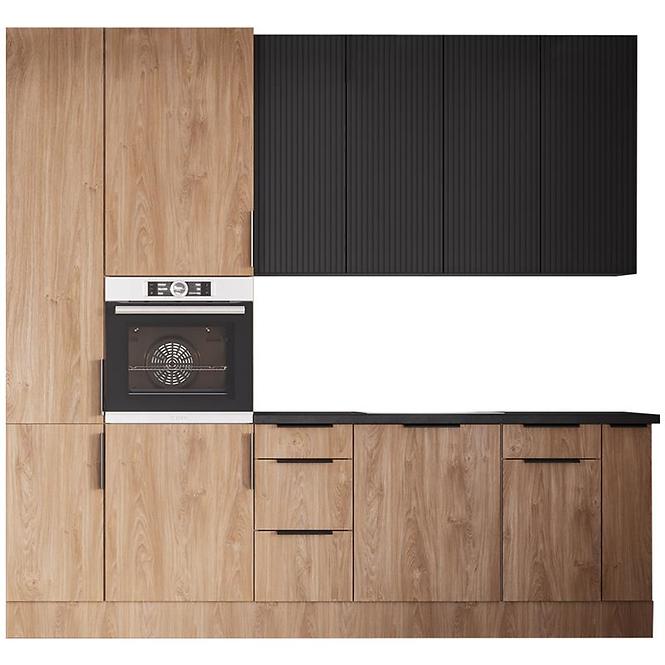 Küchenzeile Luxeo 260 Eiche Puccini/schwarze Rille Set 2