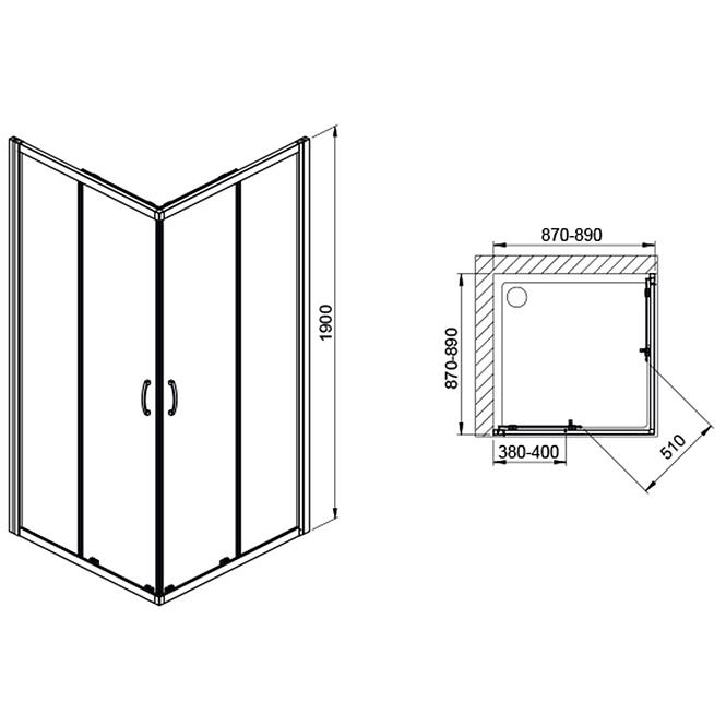Duschkabine KN/Fris-90-S BIEWW0,2