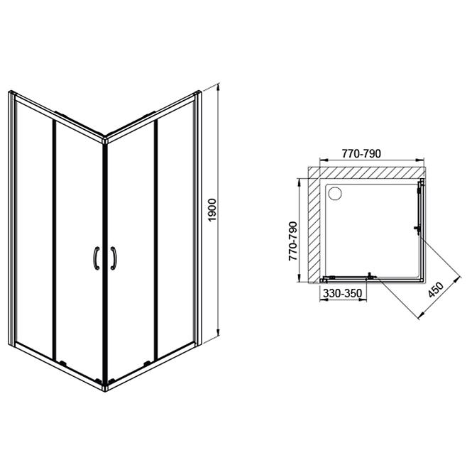 Duschkabine KN/Fris-90-S SBW0,2