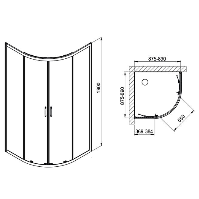 Duschkabine KP4/Fris-B-90-S CYW0,2