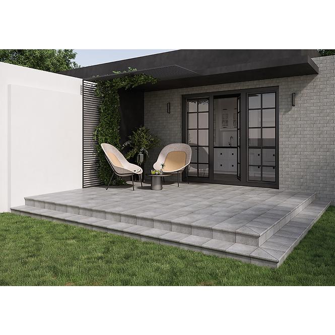 Eckstufenfliese Kapinos Mattone Sabbia graphit 33/33,4