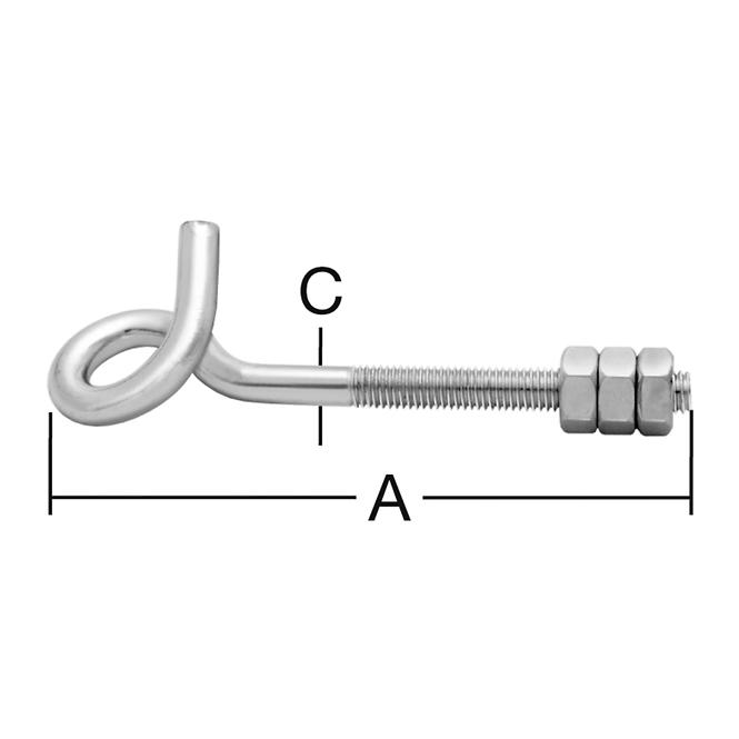 Haken mit Mutter 40x8,9 2 St.