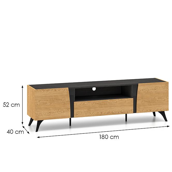 Tv Tisch Toscania 06 eiche Dune/Schwarzer Esche/Glas
