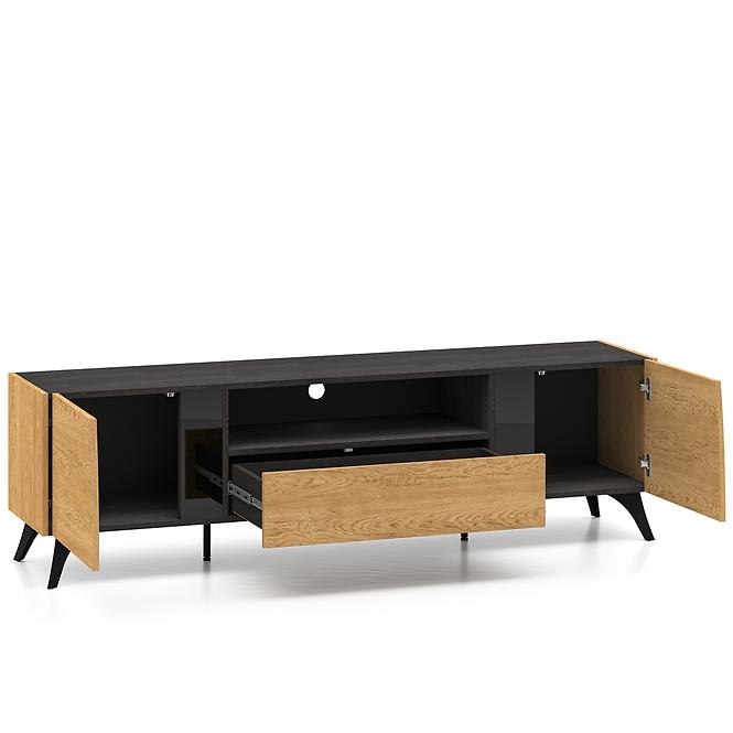 Tv Tisch Toscania 06 eiche Dune/Schwarzer Esche/Glas
