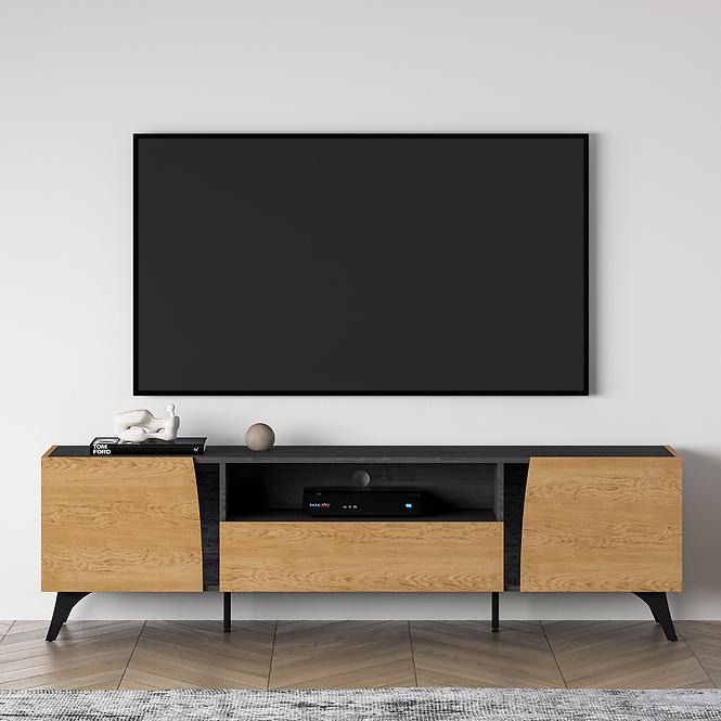 Tv Tisch Toscania 06 eiche Dune/Schwarzer Esche/Glas
