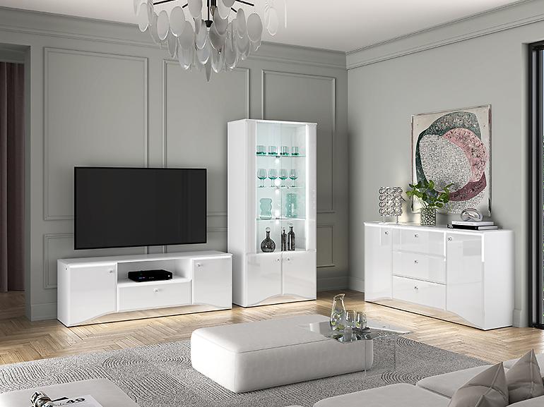 Tv Tisch Glamour 03 weiß glanz