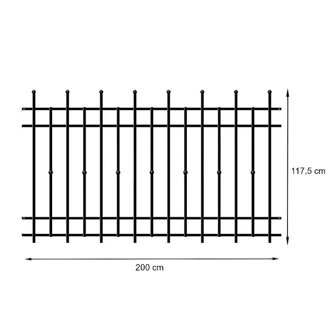 Metallzaun Brema 117,5x200 RAL9005 W6161