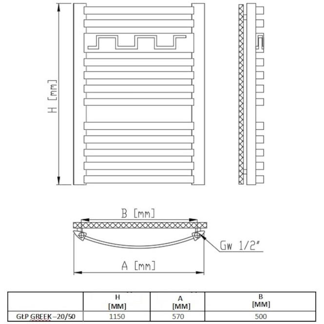 Heizkörper glp rubin grek 20/50 1150x570 580w