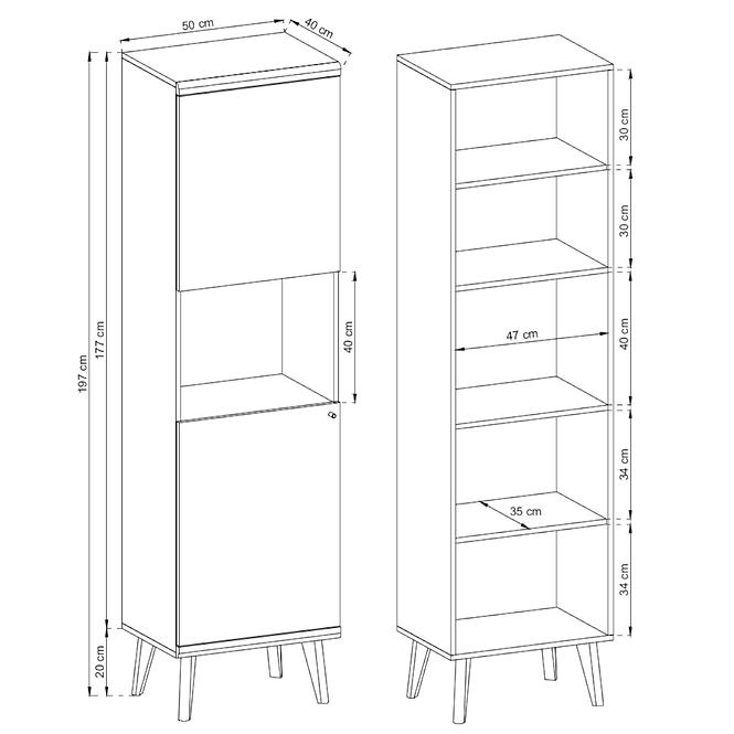 Vitrine Primo 50cm Eiche Riviera