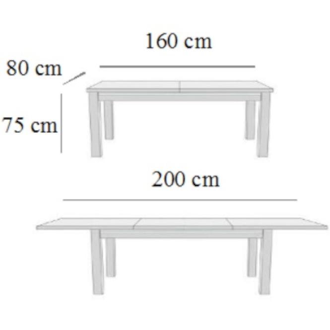 Tisch 160x80+40 Eiche