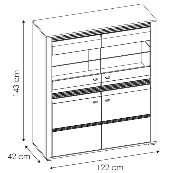 Vitrine Sevilla typ 33 2D norwegische kiefer/weiß + LED