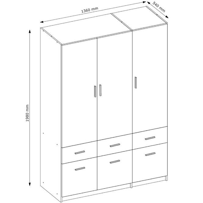 Schrank Snow 136cm Weiß