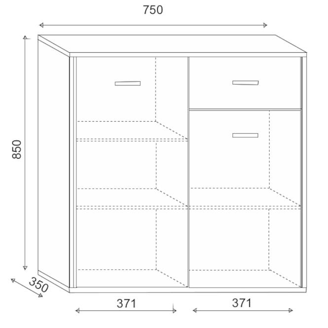 Kommode Jacob 75cm Eiche Sonoma/ Weiß