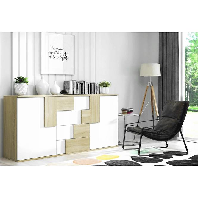 Kommode Elstra 180cm Eiche Sonoma/ Weiß