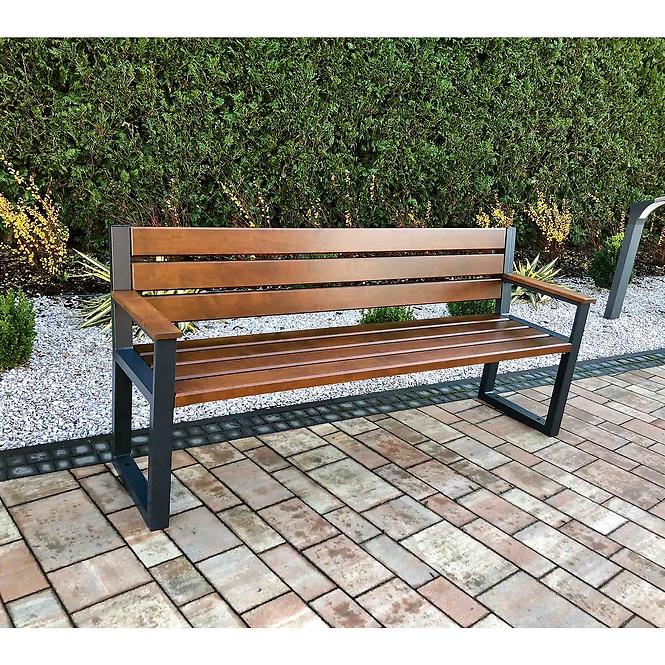 Gartenbank mit Armlehnen Nuss