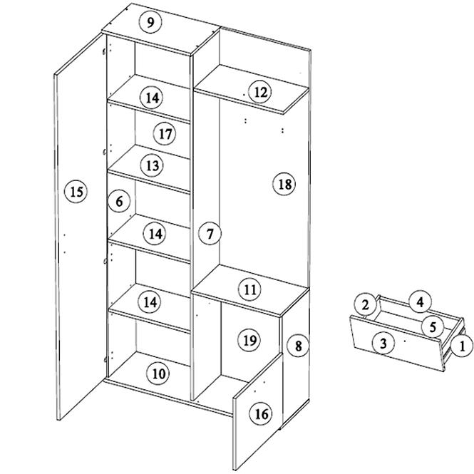 Garderobe Justus weiß Eiche Sonoma 97 cm