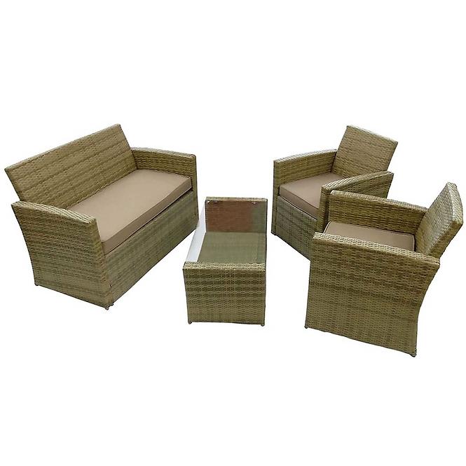 Gartenmöbel Set technorattan, aluminium 2+1+1 beige