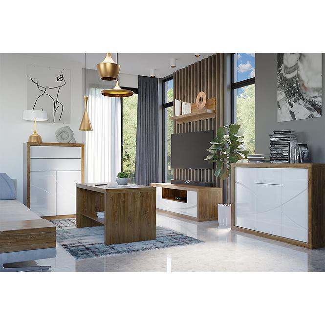Regal Paris 120cm Eiche Stirling/Weiß