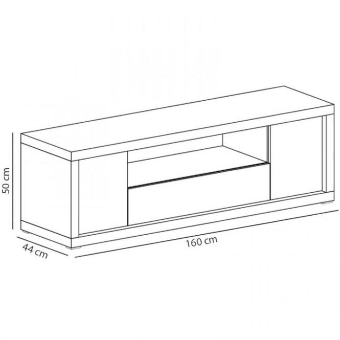 Tv Tisch Paris 160cm Eiche Stirling/Weiß